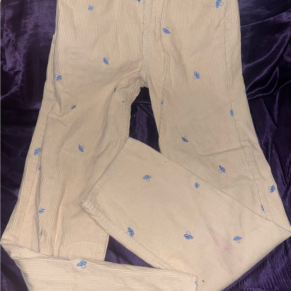 PacSun 90's Boyfriend Mushroom Embroidered Corduroy Pants Tan
